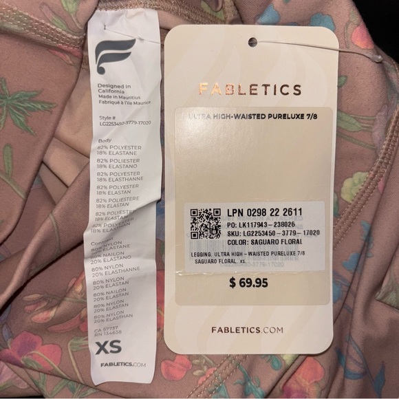 Fabletics Leggings PureLux Ultra High Waist Cropped Leggings Saguaro Floral XS - Picture 12 of 14